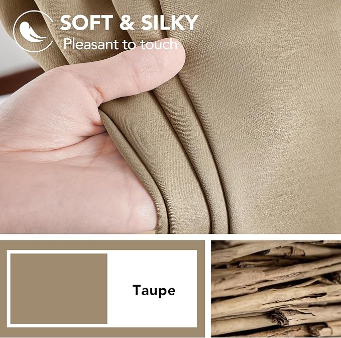 Deconovo Blackout Curtains, Thermal Insulated, W52 x L84 2 Panels, Back Tab, Machine Washable, Room-Darkening Drapes for Bedroom/Living Room Khaki