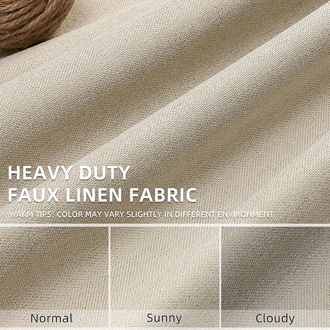 ChrisDowa 100% Blackout Natural Solid Solid Curtains 63 Inches Long 2 Panels for Bedroom Living Room,Farmhouse Room Darkening Thermal Insulated Soundproof Grommet Top Window Treatment Drapes,52x63