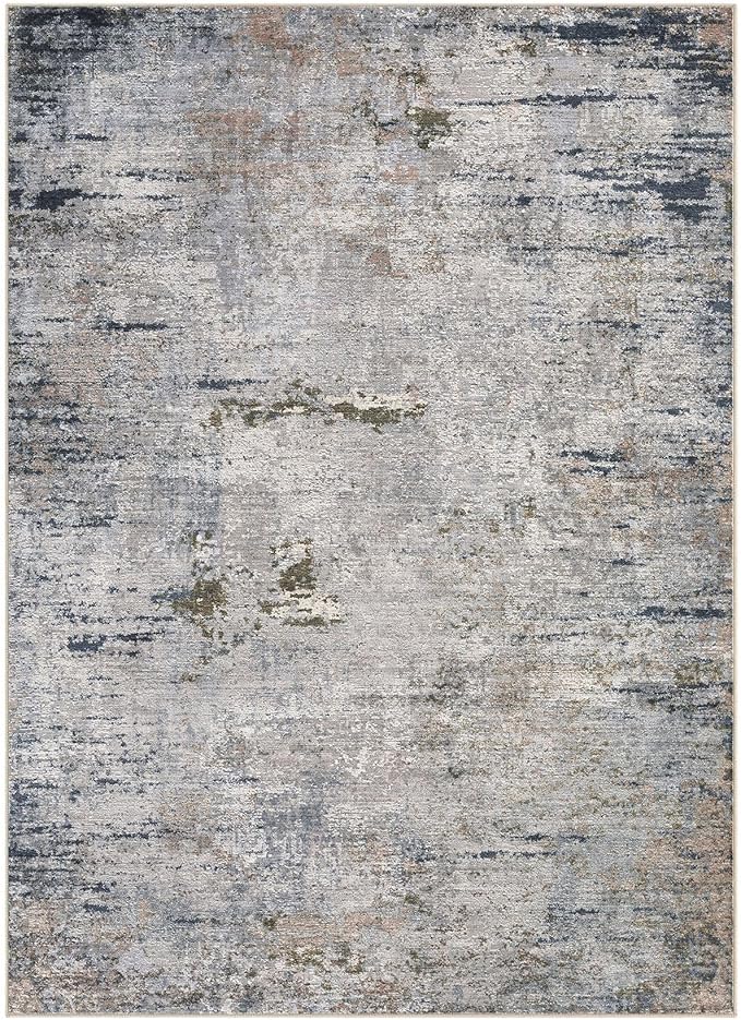 Area Rug Living Room Rugs - 8x10 Washable Large Soft Indoor Neutral Modern Abstract Low Pile Rug Carpet for Bedroom Dining Room Farmhouse Home Office - Blue/Grey/Brown