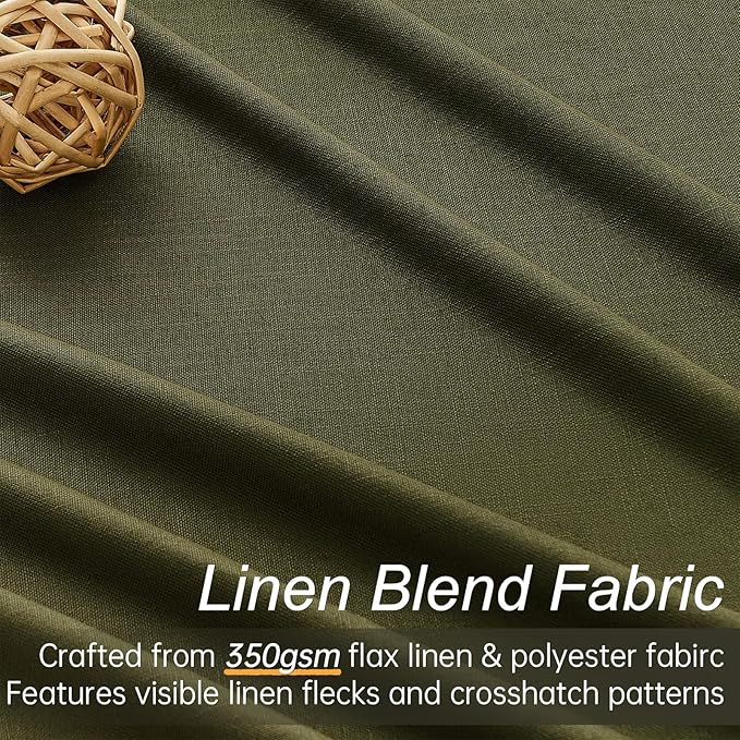 Topfinel Olive Green 100 Inch Long Black Out Custom Curtains, Double Pinch Pleated Window Coverings, Nursery Kids Summber Boho Farmhouse Heat Blocking Sound Block Back Tab Curtains for Sliding Door