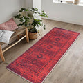 Bloom Rugs Washable Non-Slip 12 ft Runner - Red Traditional Bordered Runner for Entryway, Hallway, Bathroom, and Kitchen - Exact Size: 2.5' x 12'