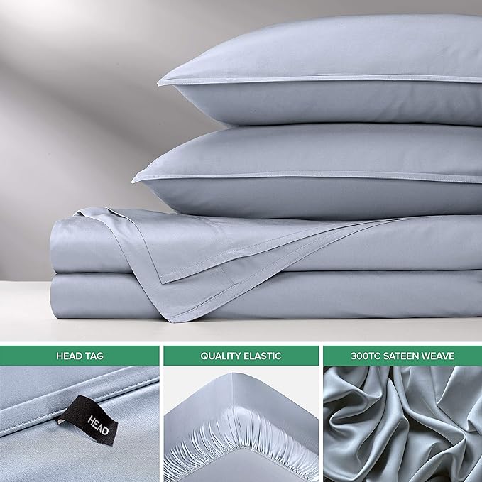 Pure Bamboo Short Queen Sheets for RV Camper (60"x75") - Genuine 100% Organic Viscose Derived from Bamboo Bed Sheet Set, Soft & Cooling, 2 Year Quality Promise (Short Queen, Sterling Blue)