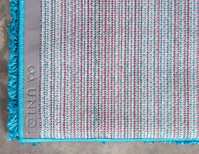 Unique Loom Solid Shag Collection Area Rug (9' x 12' 2" Rectangle, Turquoise)