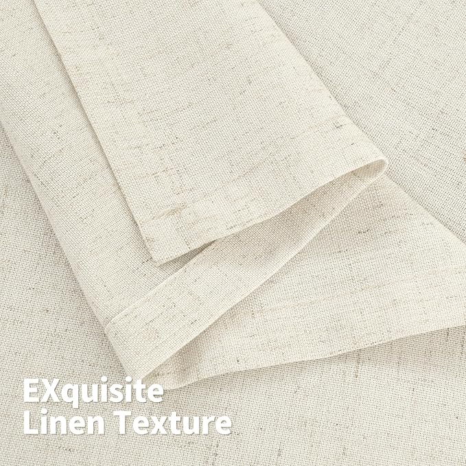 YoungsTex 84 Inches Length Linen Curtains for Living Room 2 Panels, Cream Semi Sheer Drapes with Grommet Light Filtering Window Treatments for Dining Bedroom, 42 X 84 Inch