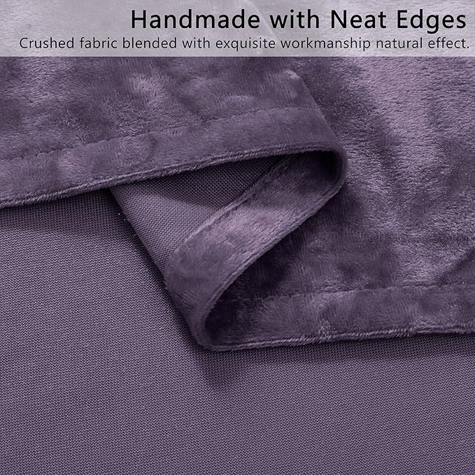 SMILETIME Lilac Purple Crushed Velvet Curtains 52x108inch Rod Pocket Luxurious Thermal Insulated Soundproof Drapes Soft and Durable Light-Filtering Window Treatments for Living Room Bedroom, 2 Panels