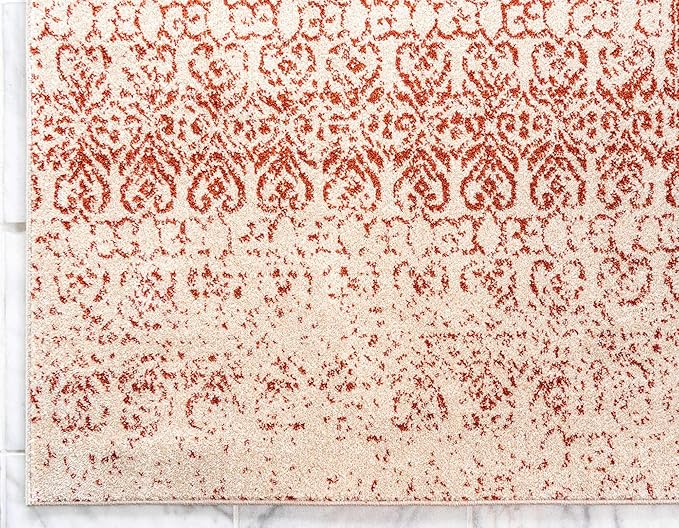 Unique Loom Del Mar Collection Area Rug - Jennifer (7' 1" x 10' Rectangle, Red/ Beige)
