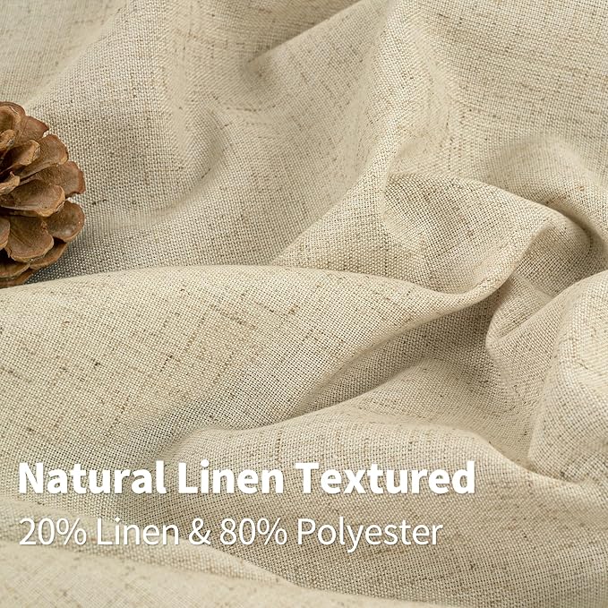 YoungsTex Extra Long Linen Curtains 95 Inch Length for Farmhouse Living Room - Burlap Tan Light Filtering Drapes Grommet Privacy for Country Bedroom, 2 Panels, 52 X 95 Inch