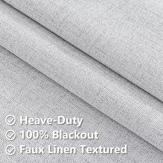 100% Blackout Curtains 90 Inch Length 2 Panels Set, Black Out Curtains for Living Room, Off-White Thermal Insulated Grommet Drapes Bedroom Luxury Decor Privacy(52W × 90L inch, Off-White)