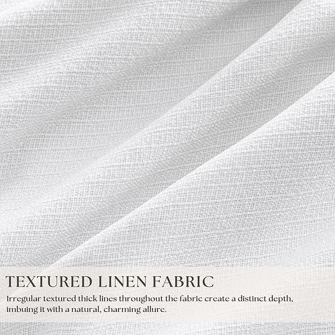 Pure White 96 Inch Blackout Pinch Pleated Curtains 2 Panel Set for Living Room Darkening Thick Linen Textured 100% Black Out Drapes 96 Inches Long Pinch Pleat Light Blocking Bedroom Soft Snow White
