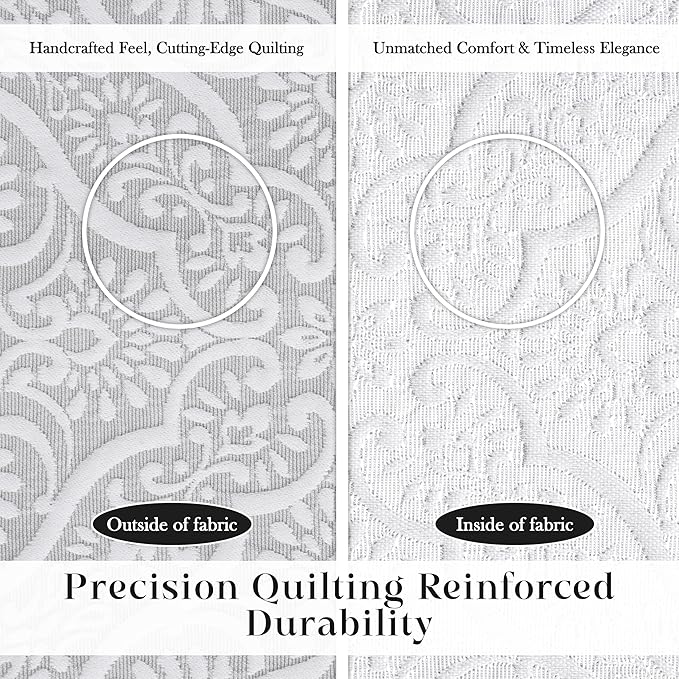 Superior 3 Piece Bedspread Set, Home Bed Decor, Decorative Bed Spread, 2 Pillow Shams, Medium Weight Blanket, Floral Matelasse Coverlet, Bedding Essentials, Enzy Collection, Full, Silver