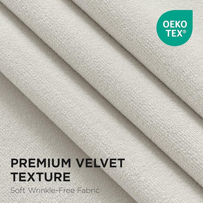 Joydeco Customized Curtains, 100% Blackout Curtains for Bedroom and Living Room, Heavy Duty Luxury Thermal Insulated Ivory White Velvet Curtains Rod Pocket & Back Tab 1 Panel, Custom Size