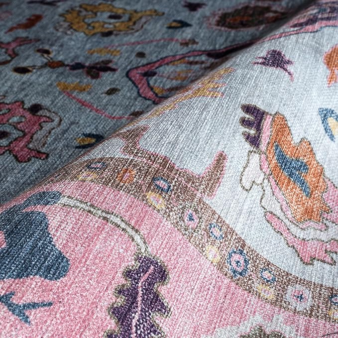 Fame Rugs Pink Beige Modern Oushak Rug 10x13, Vintage Turkish Colorful Oriental Washable Antique Inspired Oversize Area Rugs, Luxury Living Room Bedroom (390PP, 10' x 13')