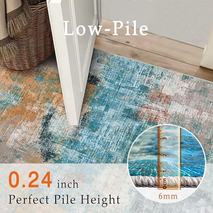 vivorug Runner Rug 2'x7' Machine Washable Non-Slip Runners for Hallways Kitchen Entryway Laundry Room Modern Abstract Carpet Hallway Runner, Rosy Clouds