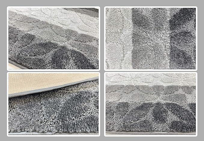 Custom Length Hallway Runner Rug,Slip Resistant,Flower Grey, 26 Inch X 19 feet, Sold and Priced Per Foot