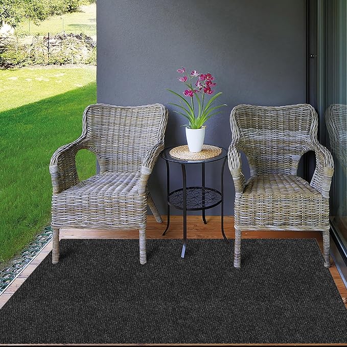Ottomanson Commercial Scrape Rib Entry Mat – Heavy Duty Ribbed Floor Mat for High Traffic – Non Slip Rubber Back, Waterproof – Indoor Outdoor Use for Offices, Schools, Lobbies, 2'7" x 26', Black