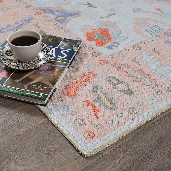 Fame Rugs Modern Oushak Rug 3x5, Washable Vintage Turkish Colorful Oriental Antique Inspired Foldable Small Area Rugs, Luxury Living Room Bedroom (995BO, 2'6" x 5')