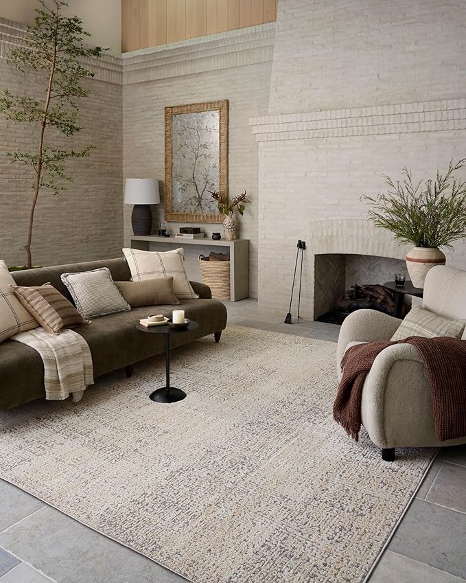 Loloi Amber Lewis Bexley Collection BEX-03 Natural/Slate 2'-7" x 4' Accent Rug Neutral, Textured, Living, Bedroom, Dining, Carpet