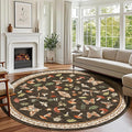 Mushroom Insect 8ft Round Rug Washable Non-Slip Soft Ultra-Thin Large Boho Circle Carpet for Entryway Kitchen Bedroom Nursery Dining Room Brown