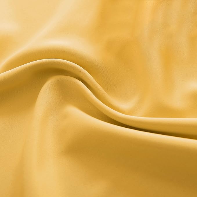 DONREN Gold Yellow Curtains for Bedroom - Thermal Insulated Room Darkening Rod Pocket Curtain Panels (52 W x 96 L,2 Panels)