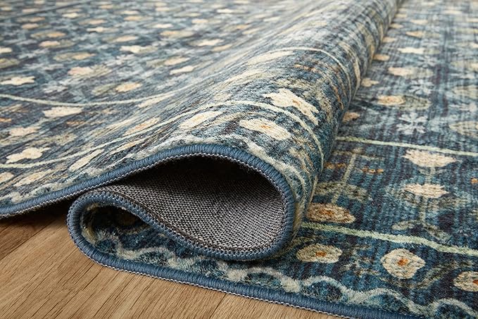 Loloi Rifle Paper Co. Eden Collection EDE-03 Lattice Indigo 2'-6" x 11'-6" Runner Rug feat. CloudPile™
