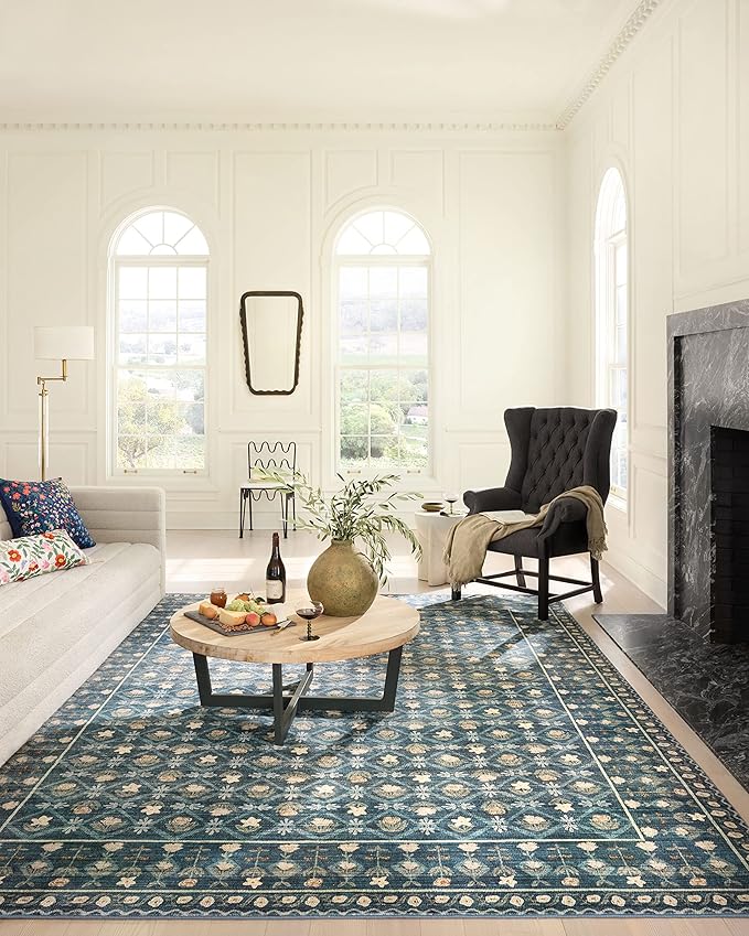 Loloi Rifle Paper Co. Eden Collection EDE-03 Lattice Indigo 2'-3" x 3'-9" Accent Rug feat. CloudPile™