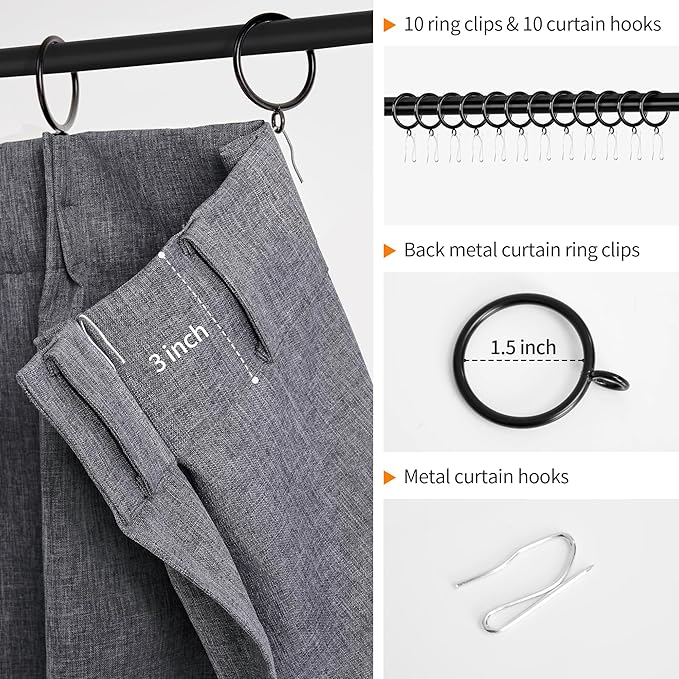 Wdfour24x36 Inch Pinch Pleated Blackout Cafe Curtains - Pack of 2, 100% Light Blocking Back Tab Drapes for Half Windows, Kitchen & Bathroom Short Curtains in Dark Gray