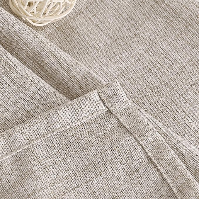 YoungsTex Natural Linen Curtains 72 Inch Long for Living Room, Light Filtering Semi Sheer Drapes with Bronze Grommet Textured Privacy for Bedroom Office Farmhouse, 2 Panels, 42 X 72 Inch