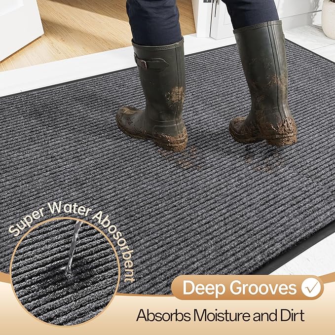 Amyracel Front Door Mat Indoor Outdoor Entrance, 48" x 72" All-Season Waterproof Doormat for Enterway, Heavy Duty Commercial Floor Mat, Fade Resistant, Rubber Back, Low Profile, Easy Clean