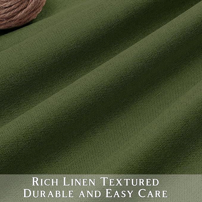 ChrisDowa 100% Blackout Olive Green Solid Curtains 96 Inches Long 2 Panels for Bedroom Living Room,Farmhouse Room Darkening Thermal Insulated Soundproof Grommet Top Window Treatment Drapes,52x96