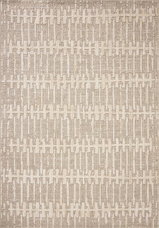 Loloi Amber Lewis Bexley Collection BEX-02 Taupe/Natural 2'-7" x 4' Accent Rug Neutral, Textured, Living, Bedroom, Dining, Carpet