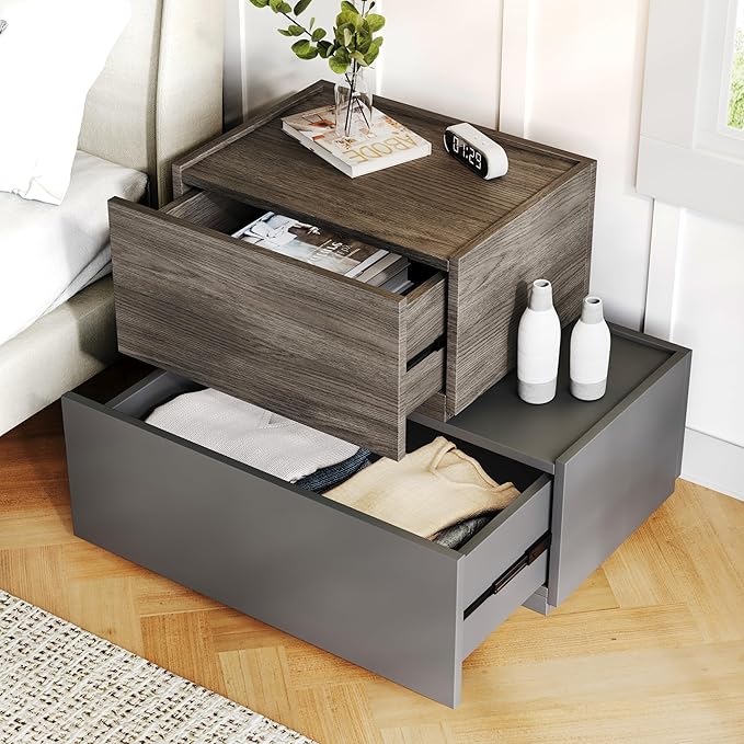 Modular Stackable Drawers, Modular Storage Bedroom Furniture Set Modern Nightstand - Storage Cabinet, Bedside Table, Sofa End Table for Bedroom Living Room Hallway Entryway Oak Large 26"