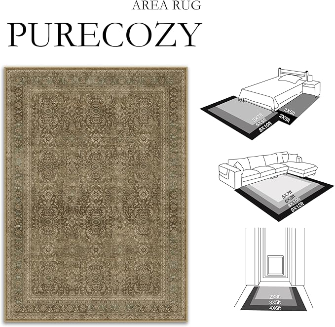Brown 2x3 Area Rug Washable Vintage Small Carpet for Entryway Kitchen Soft Retro Floral Low Pile Thin Door Mat Non Slip Traditional Distressed Rug for Bathroom Office Bedroom Dining Room