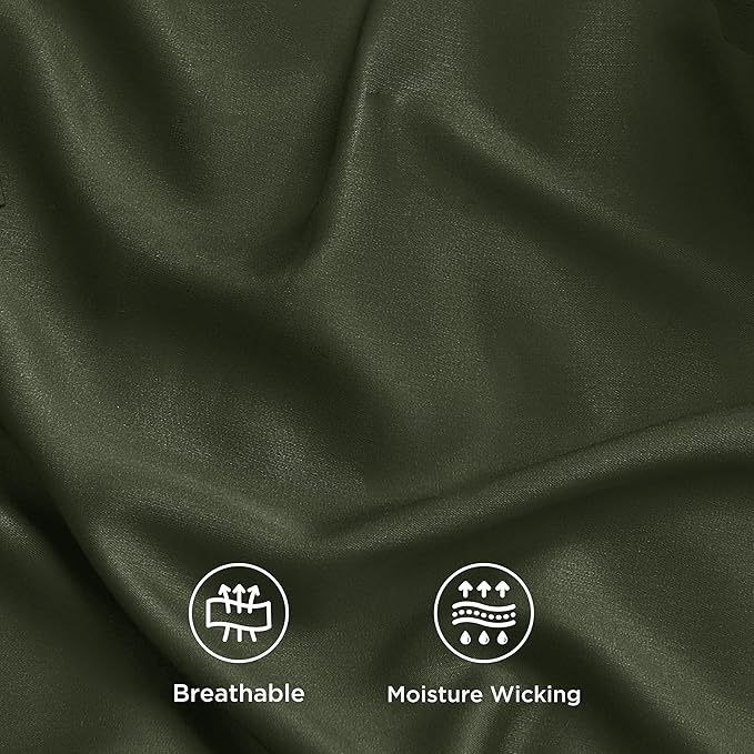 Bedsure King Size Sheets Set, Cooling Sheets for Hot Sleepers, Rayon Derived from Bamboo, Breathable & Soft, Deep Pocket Up to 16 Inches, Hotel Luxury Silky Bedding, Olive Green