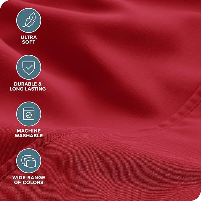 Bare Home Hotel Luxury Full XL Sheet Set, Extra Soft - 6 Piece Set - Deep Pockets - Easy Fit - Cooling & Breathable - Wrinkle, Fade, Stain Resistant - Includes 4 Pillowcases (Full XL, Red)
