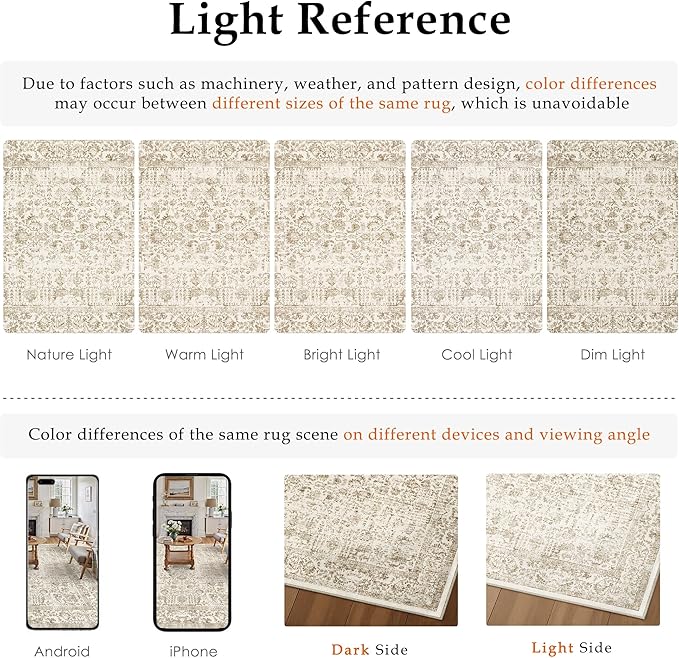 Light Brown Runner Rug 2x7 Hallway Machine Washable Kitchen Vintage Distressed Non Slip Long Carpet Indoor Retro Floral Bedroom Accent Throw Rug for Bathroom Office Laundry Dining Room