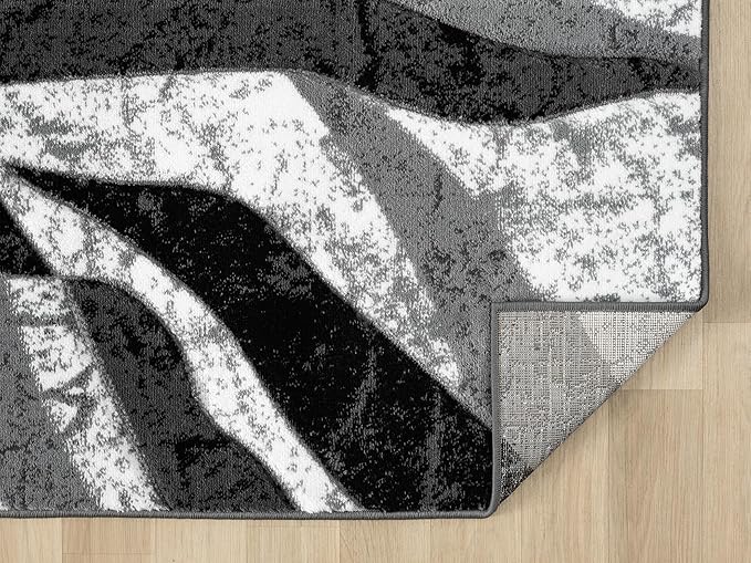 Modern Abstract Area Rug Hand Carved Contemporary Geometric Vibrant Colors Carpet for Living Room Bedroom Design PR1002 (Grey, 8' x 10')