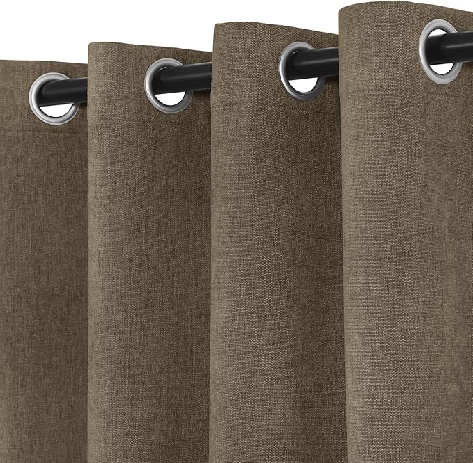 Macochico 100% Blackout Curtains Thermal Insulated Noise Reducing Chenille Curtains for Hotel Auditorium Bedroom Living Room Grommet Palm Curtains with Tieback Classic 52" Wx84 L 1 Panel