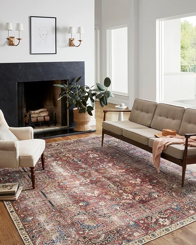 Loloi Chris Loves Julia Jules Collection JUL-01 Merlot/Multi 3'-6'' x 5'-6'', .13" Pile Height, Accent Rug