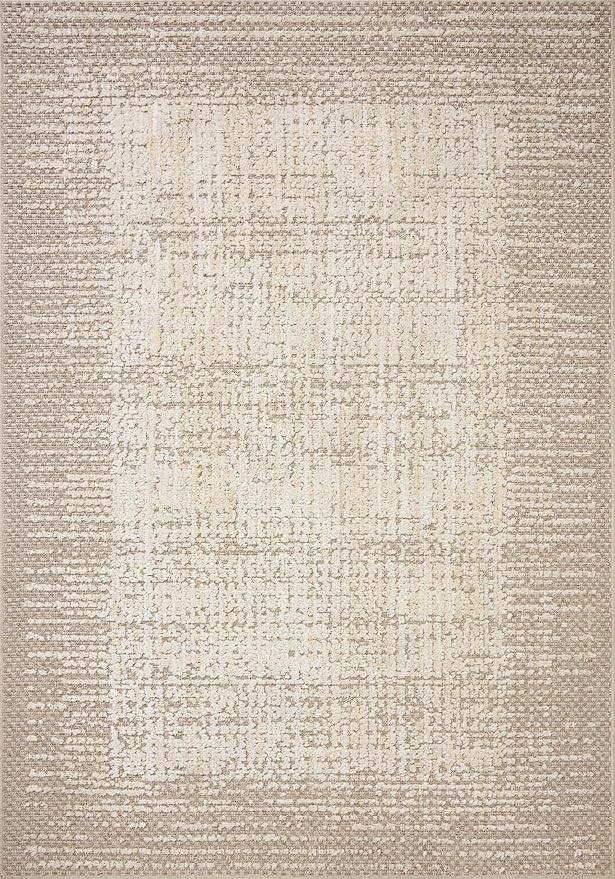 Loloi Amber Lewis Bexley Collection BEX-06 Natural/Taupe 6'-6" x 9'-3" Area Rug Neutral, Textured, Living, Bedroom, Dining, Carpet