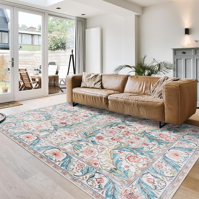 Gertmenian Indoor Boho Area Rug | Home Decor for Entryway, Bedroom, Living Room, Office, Kitchen | Non Slip, Soft, Printed Accent Rugs | Altair, Ivory, 5x7 Standard, 24504