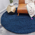 Unique Loom Solid Shag Collection Area Rug (10' 2" Round, Sapphire Blue/ Navy Blue)