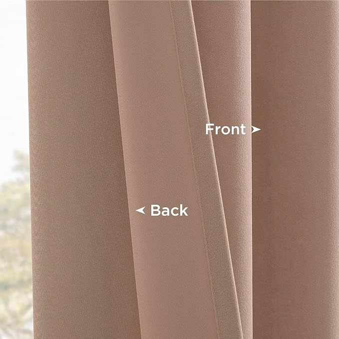 Joydeco Velvet Curtains Rose Beige Blackout Curtains Thermal Insulated 84 inches Long Window Curtains Super Soft Room Darkening Drapes for Bedroom Living Room Elegant Rod Pocket 2 Panels Rose Beige