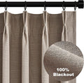 Topfinel Extra Long Total Blackout Linen Curtains 108 Inches Long for Living Room Large Window with Hooks Rings, Pinch Pleated Cold Blocking Acoustic Heavy Taupe Track Curtains 2 Panels 9 FT
