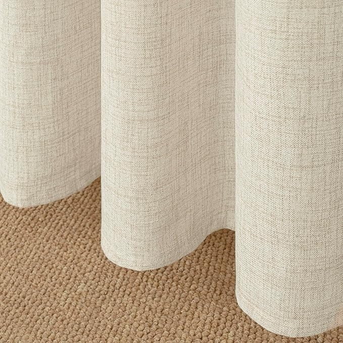 YoungsTex Linen Cafe Curtains 36 Inch Length with Bronze Grommet, Short Drapes Light Filtering Semi Sheer Privacy for Kitchen Bathroom Decorative, 42 x 36 Inch, 2 Panels