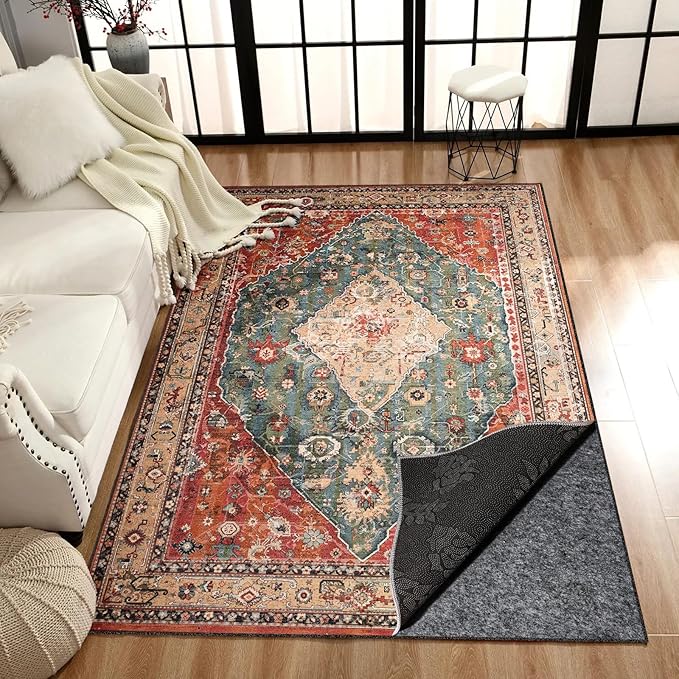 Waterproof Rug Pad, 4x6 Ft Under Area Rug Carpet Pad, Non Slip Rug Pads for All Floors and Hardwood Floors Finishes, Keep Carpets in Place Soft and Prevent Rug from Wrinkling or Buckling