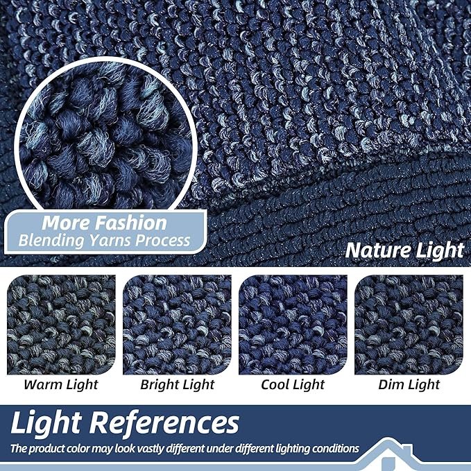 BEQHAUSE Indoor Door Mat 24" x 36", Dirt Trapper Door Mats Non-Slip Entryway Rugs Washable, Resist Dirt Absorbent Welcome Mat, Low Profile Floor Mats for Front Back Door and Entryway, Blue