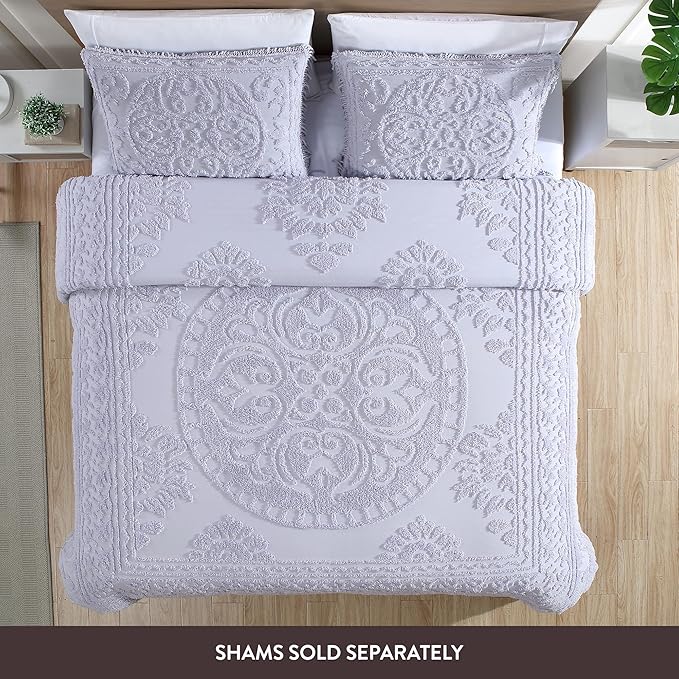 Beatrice Home Fashions Medallion Chenille Bedspread, King, Lavender