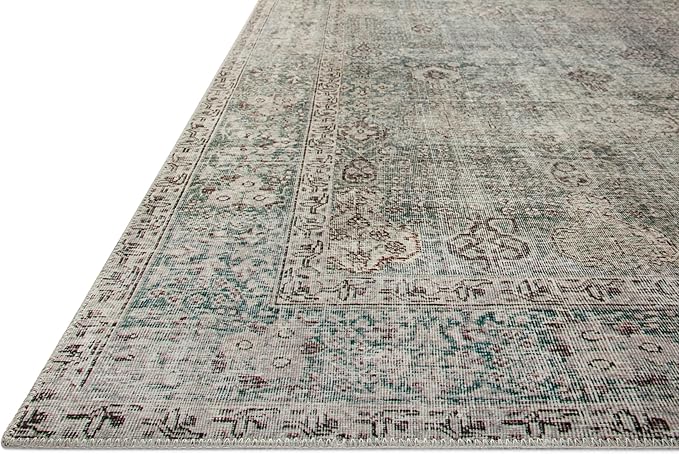 Loloi Chris Loves Julia Jules Collection JUL-08 Emerald/Antique Ivory 2'-0'' x 5'-0'', .13" Pile Height, Accent Rug