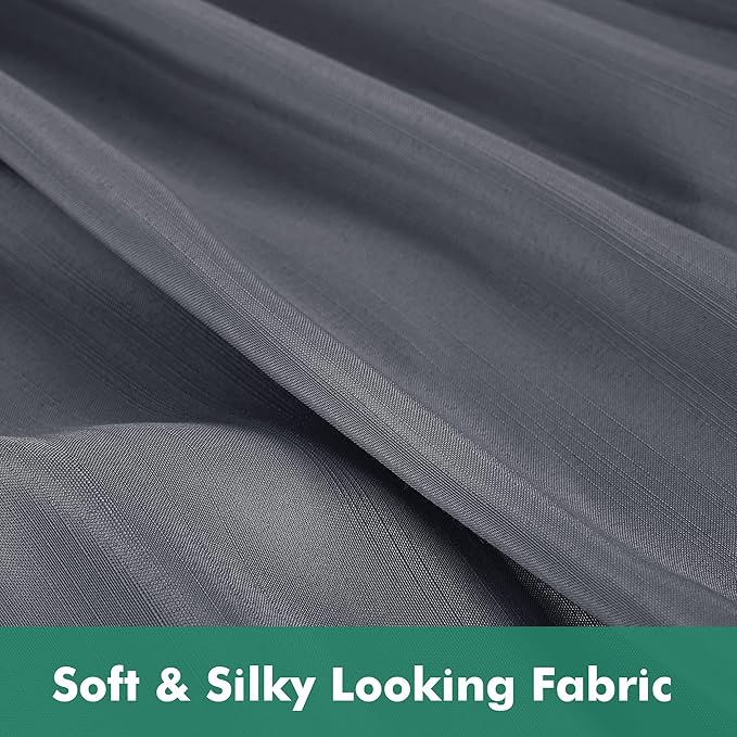 Biscaynebay Wrap Around Bed Skirts with Split Corners for Queen Beds 16" Drop, Dark Grey Elastic Dust Ruffles Adjustable Easy Fit Wrinkle & Fade Resistant Silky Luxurious Fabric Machine Washable