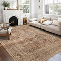 vivorug 4x6 Rug, Small Area Rug for Living Room, Bedroom, Kitchen, Machine Washable Non-Slip Throw Rug, Vintage Carpet for Entryway Nursery Coffee Table - Durable (Earth Tone)